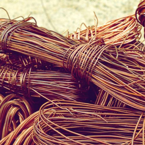 copper wire from factory used for recycling.